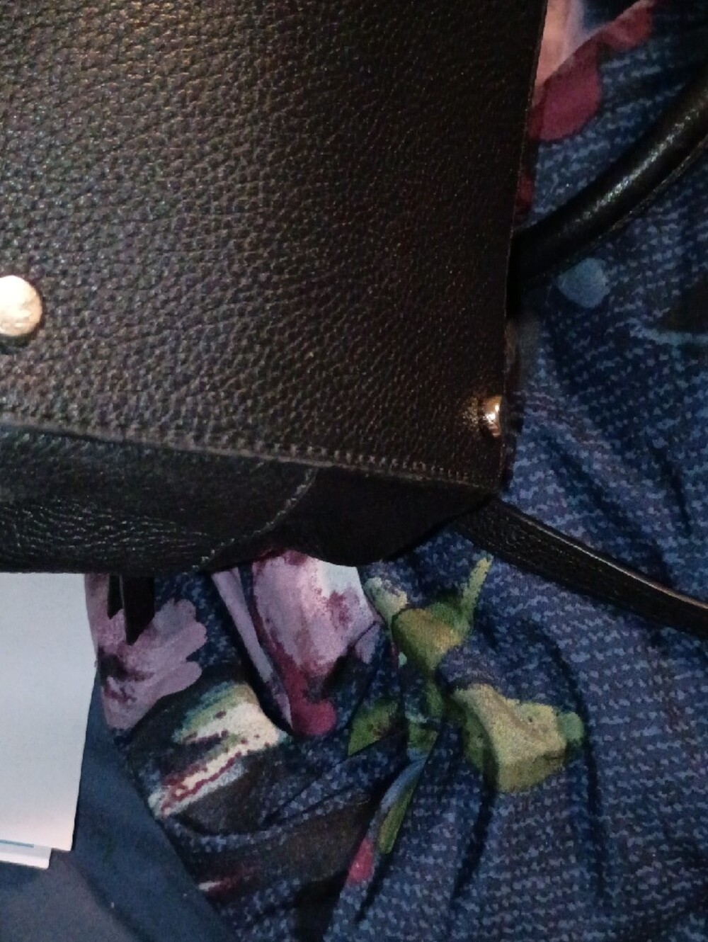 kate spade Black Pebbled Leather Tote with Cream Trim - Picture 3 of 9